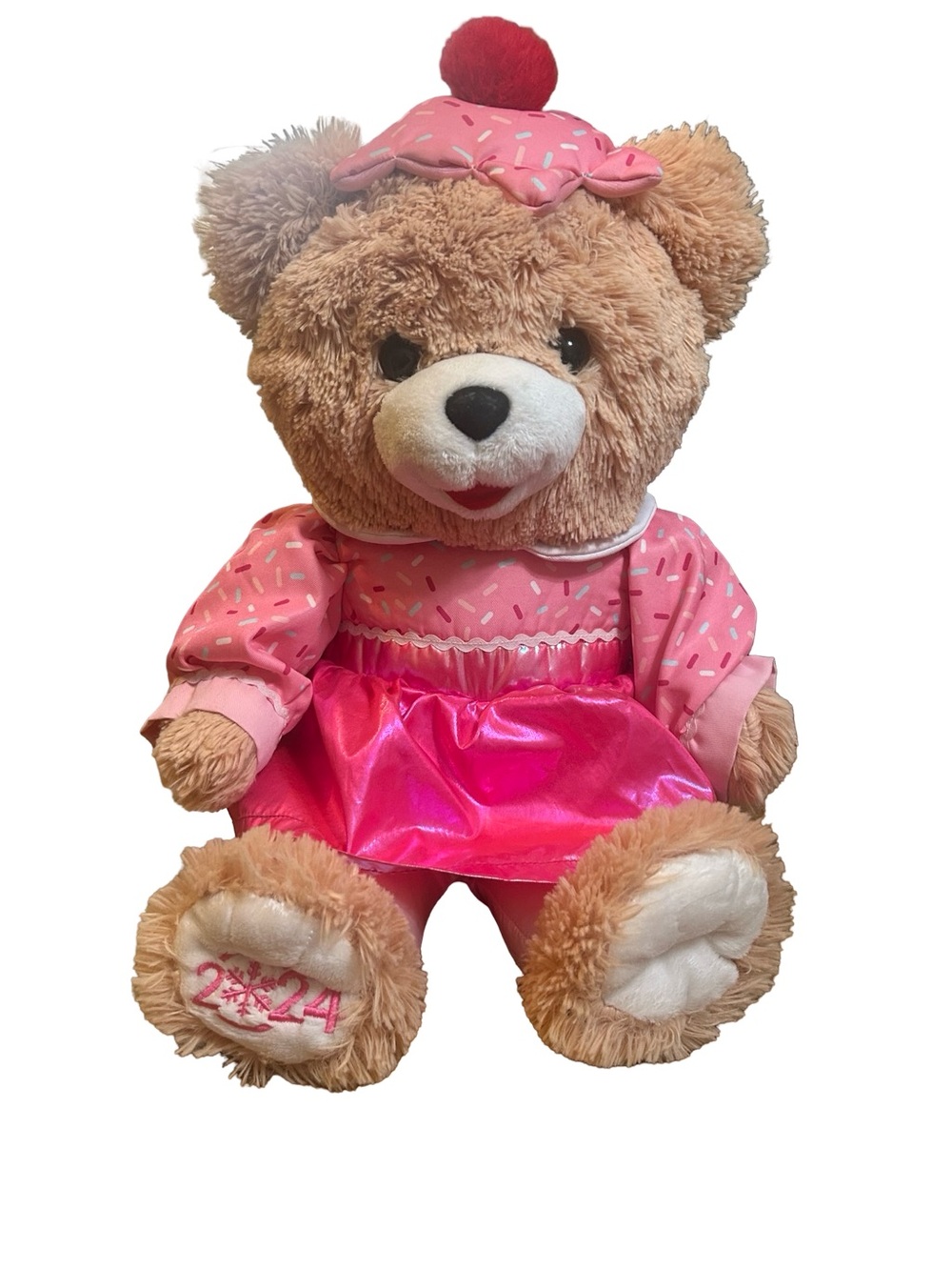 Snowflake 2024 Plush Christmas Teddy Bear in Pink Bakery-themed Dress